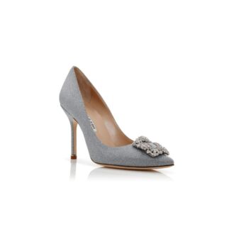 Hangisi GLITTER Décolleté in tessuto glitterato argento con fibbia gioiello