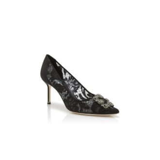 Hangisi LACE 70 Décolleté nere in pizzo con fibbia gioiello Hangisi LACE 70 Décolleté nere in pizzo con fibbia gioiello