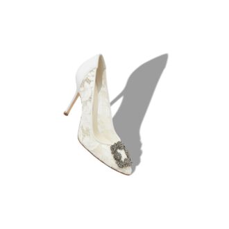 Hangisi LACE Décolleté color crema chiaro in pizzo con fibbia gioiello