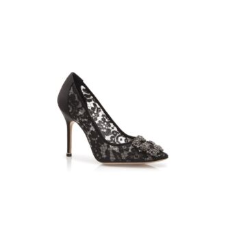HANGISI LACE Décolleté in pizzo nero con fibbia gioiello HANGISI LACE Décolleté in pizzo nero con fibbia gioiello