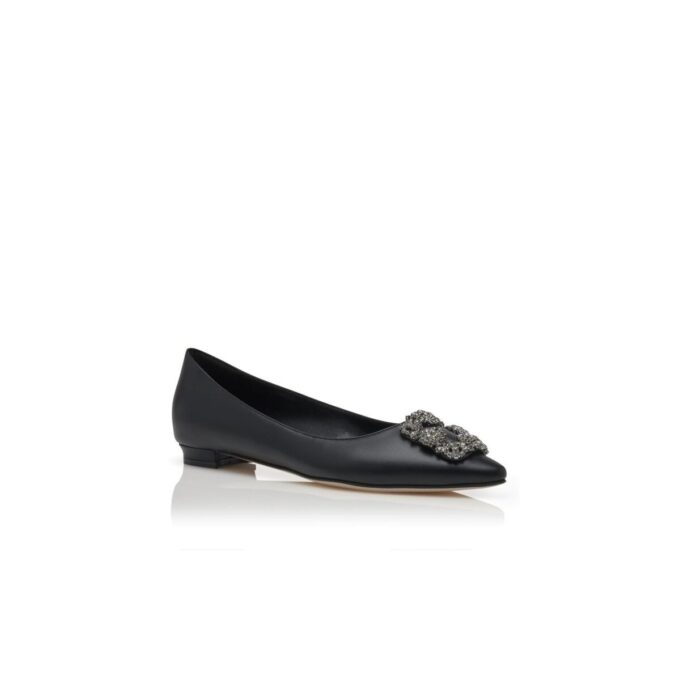 Hangisiflat Décolleté basse in pelle di vitello nera con fibbia gioiello Hangisiflat Décolleté basse in pelle di vitello nera con fibbia gioiello