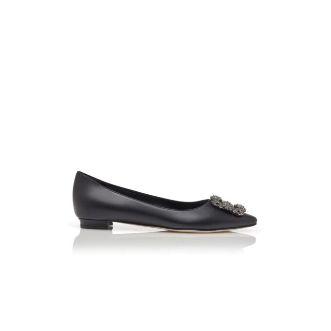 Hangisiflat Décolleté basse in pelle di vitello nera con fibbia gioiello Hangisiflat Décolleté basse in pelle di vitello nera con fibbia gioiello
