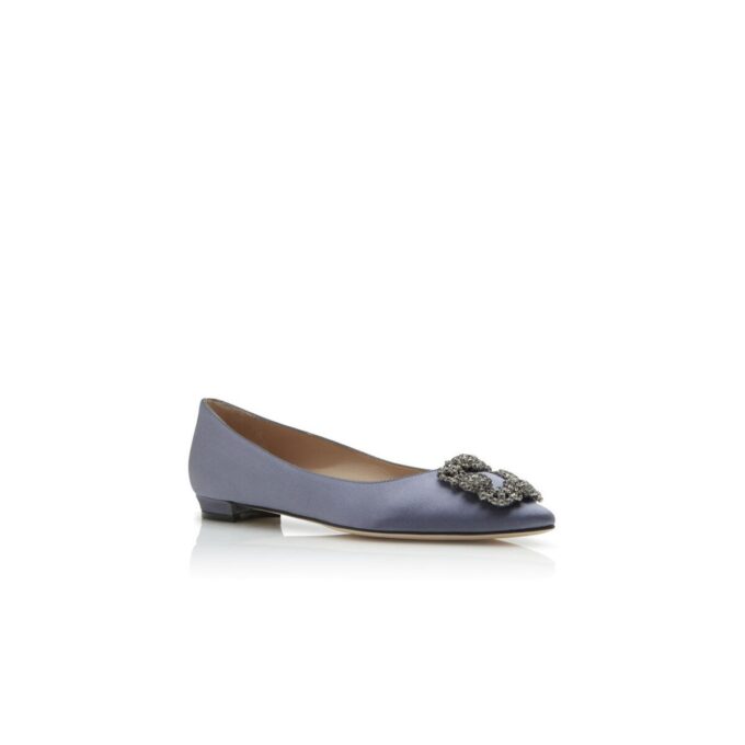 Hangisiflat Décolleté basse in raso grigio con fibbia gioiello Hangisiflat Décolleté basse in raso grigio con fibbia gioiello