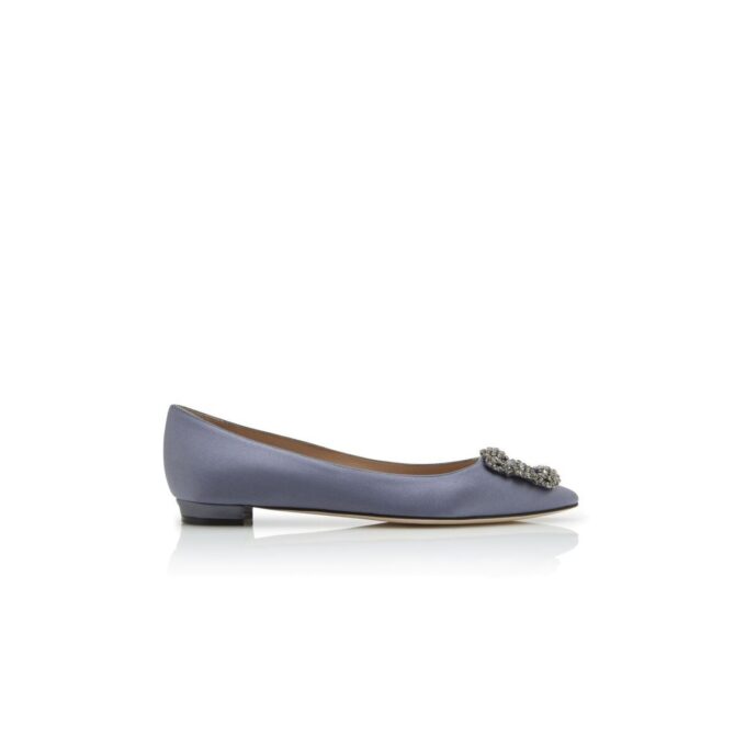 Hangisiflat Décolleté basse in raso grigio con fibbia gioiello Hangisiflat Décolleté basse in raso grigio con fibbia gioiello