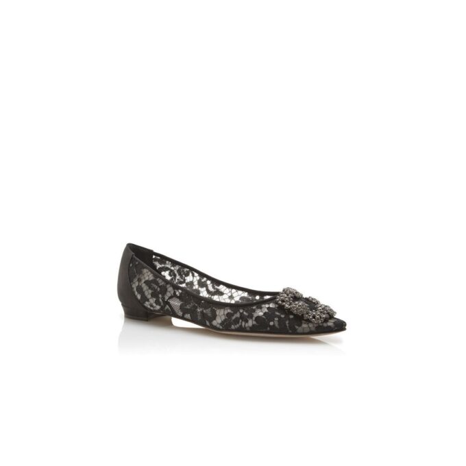 Hangisiflat LACE Décolleté basse in pizzo nero con fibbia gioiello Hangisiflat LACE Décolleté basse in pizzo nero con fibbia gioiello