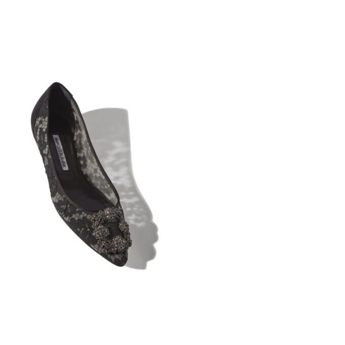 Hangisiflat LACE Décolleté basse in pizzo nero con fibbia gioiello Hangisiflat LACE Décolleté basse in pizzo nero con fibbia gioiello