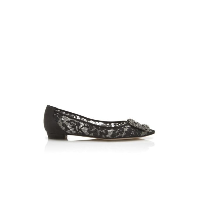 Hangisiflat LACE Décolleté basse in pizzo nero con fibbia gioiello Hangisiflat LACE Décolleté basse in pizzo nero con fibbia gioiello