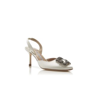 HANGISLI Décolleté con fibbia gioiello in raso bianco