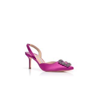HANGISLI Décolleté con fibbia gioiello in raso rosa