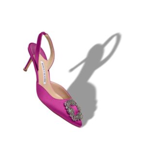 HANGISLI Décolleté con fibbia gioiello in raso rosa