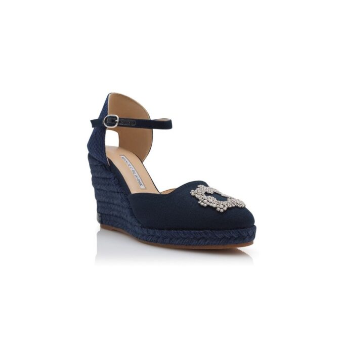 HANGRILLAHI Espadrillas in cotone blu navy impreziosite da cristalli HANGRILLAHI Espadrillas in cotone blu navy impreziosite da cristalli