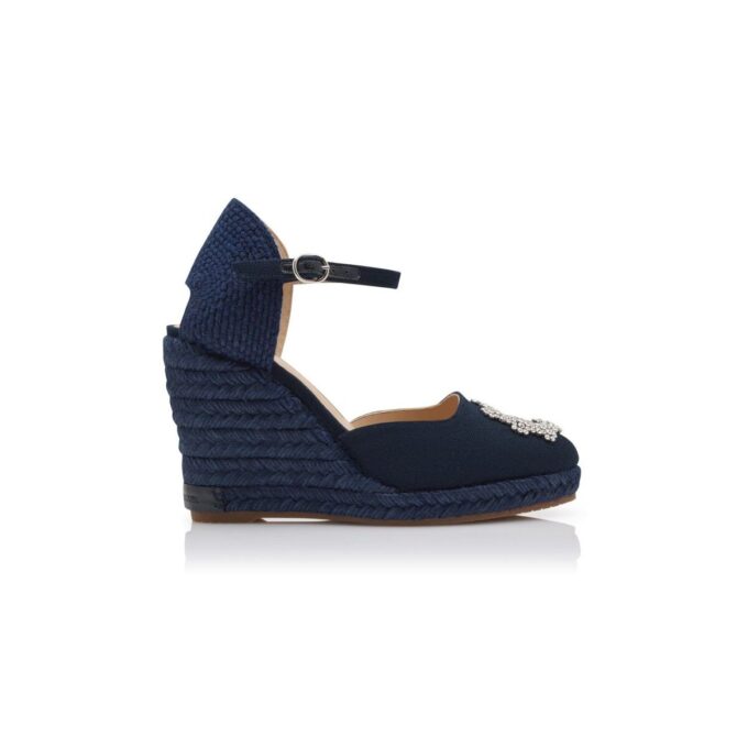 HANGRILLAHI Espadrillas in cotone blu navy impreziosite da cristalli HANGRILLAHI Espadrillas in cotone blu navy impreziosite da cristalli