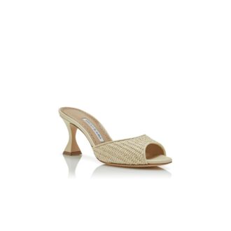 JADARA Sabot a punta aperta in rafia beige chiaro JADARA Sabot a punta aperta in rafia beige chiaro