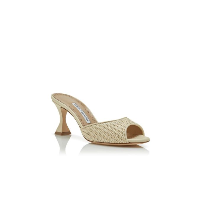 JADARA Sabot a punta aperta in rafia beige chiaro