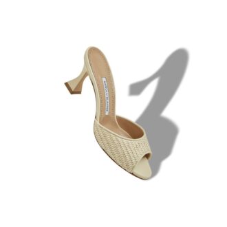 JADARA Sabot a punta aperta in rafia beige chiaro JADARA Sabot a punta aperta in rafia beige chiaro
