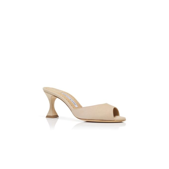 JADARON Sabot in camoscio beige chiaro con punta aperta JADARON Sabot in camoscio beige chiaro con punta aperta