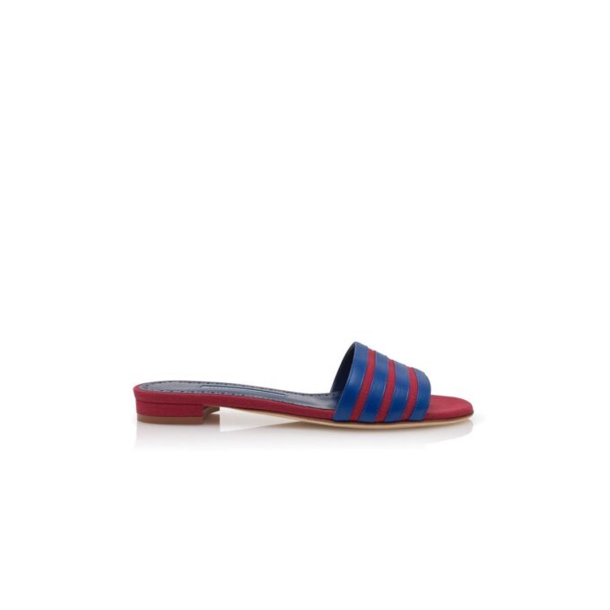 KENITRA Sabot in lino rosso e blu KENITRA Sabot in lino rosso e blu