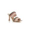 MABECOMU Sabot in nappa beige chiaro con dettagli in maglia