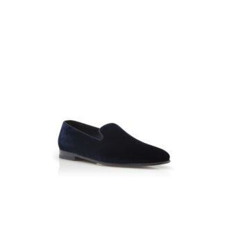 MARIO VELVET Mocassini in velluto blu navy