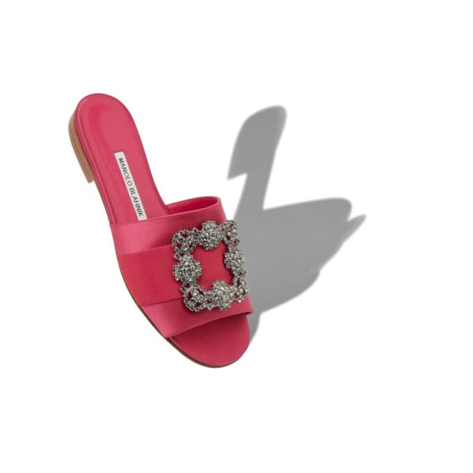 Martamod Sandali bassi in raso rosa con fibbia gioiello