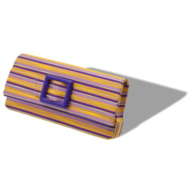 MAYGOT Pochette in cotone a righe viola e arancione con fibbia MAYGOT Pochette in cotone a righe viola e arancione con fibbia
