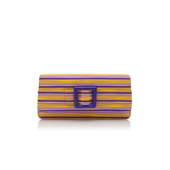 MAYGOT Pochette in cotone a righe viola e arancione con fibbia MAYGOT Pochette in cotone a righe viola e arancione con fibbia