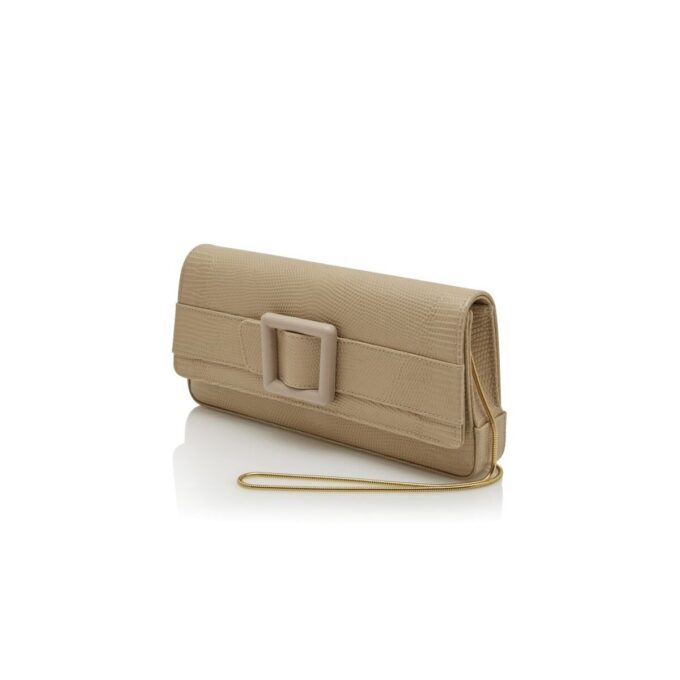 MAYGOT Pochette in pelle di vitello beige chiaro con fibbia
