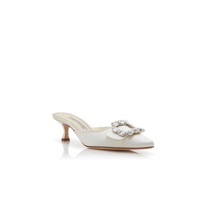 MAYJOU Sabot color crema in raso con fibbia in cristallo