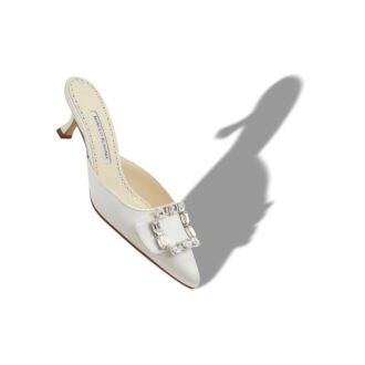MAYJOU Sabot color crema in raso con fibbia in cristallo MAYJOU Sabot color crema in raso con fibbia in cristallo