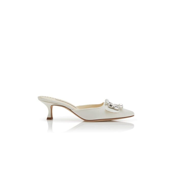MAYJOU Sabot color crema in raso con fibbia in cristallo