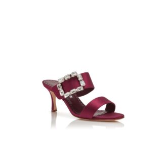 MAYJOUSAN Sabot in raso rosso scuro con fibbia in cristallo MAYJOUSAN Sabot in raso rosso scuro con fibbia in cristallo