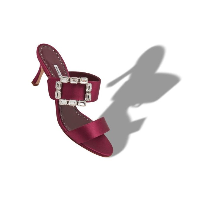 MAYJOUSAN Sabot in raso rosso scuro con fibbia in cristallo MAYJOUSAN Sabot in raso rosso scuro con fibbia in cristallo