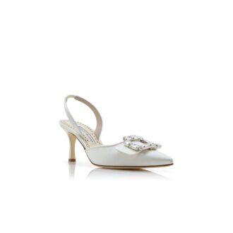 MAYJOUSLI Décolleté color crema in raso con fibbia in cristallo MAYJOUSLI Décolleté color crema in raso con fibbia in cristallo