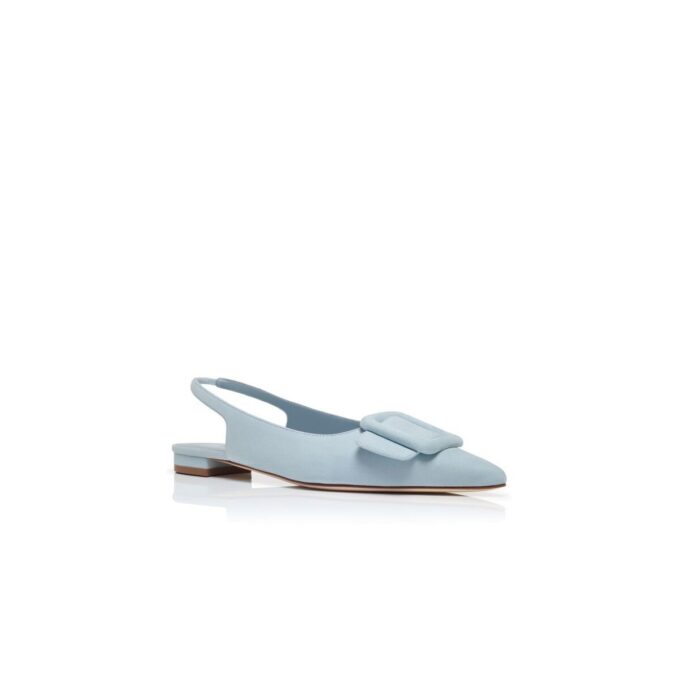 MAYLURA Décolleté basse con fibbia posteriore in pelle scamosciata azzurra e fibbia MAYLURA Décolleté basse con fibbia posteriore in pelle scamosciata azzurra e fibbia