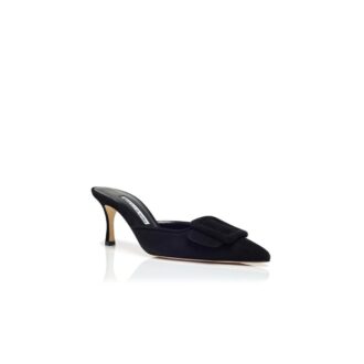 Maysale 70 Sabot in camoscio nero con fibbia