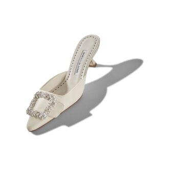 MAYSALE BRIDAL Sabot color crema in crêpe de chine con fibbia Jewel