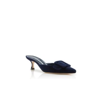 Maysale Sabot con tacco basso in camoscio blu navy Maysale Sabot con tacco basso in camoscio blu navy