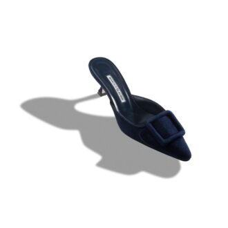 Maysale Sabot con tacco basso in camoscio blu navy Maysale Sabot con tacco basso in camoscio blu navy