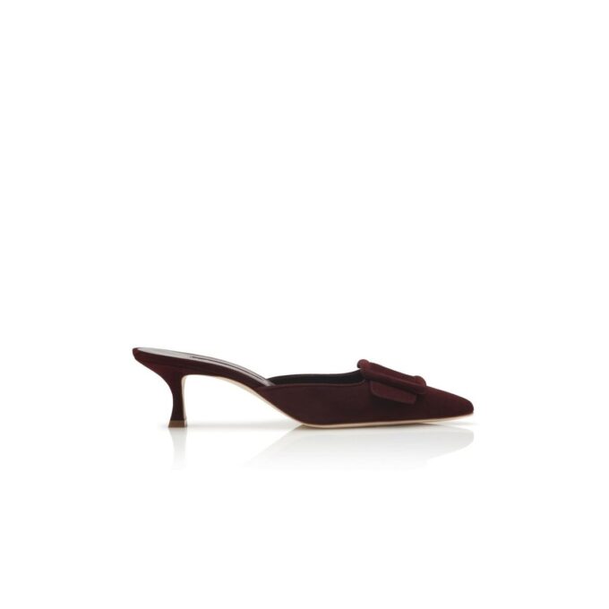 Maysale Sabot con tacco basso in pelle scamosciata bordeaux Maysale Sabot con tacco basso in pelle scamosciata bordeaux