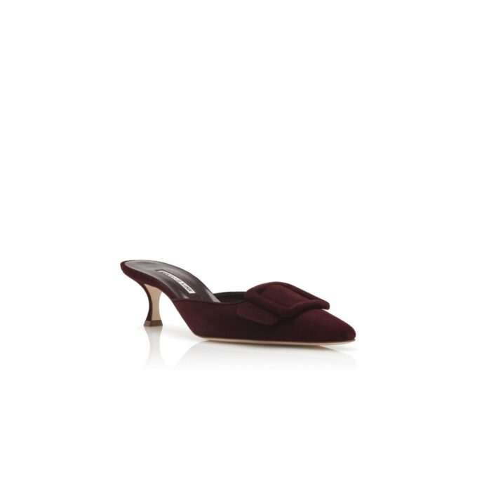 Maysale Sabot con tacco basso in pelle scamosciata bordeaux Maysale Sabot con tacco basso in pelle scamosciata bordeaux