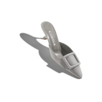 Maysale Sabot con tacco basso in pelle scamosciata grigio chiaro