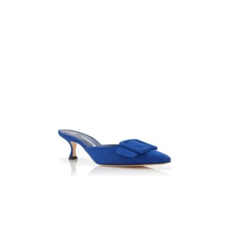 Maysale Sabot in camoscio blu con fibbia