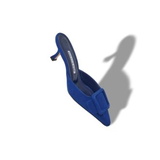 Maysale Sabot in camoscio blu con fibbia