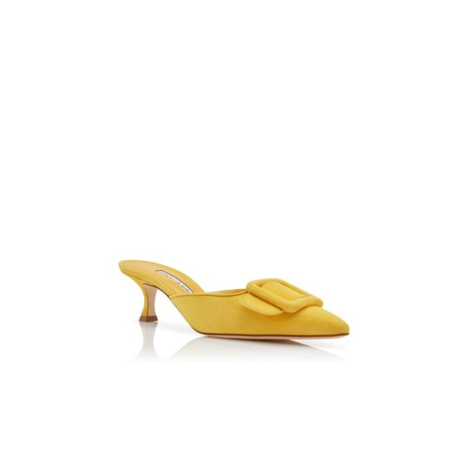 Maysale Sabot in camoscio giallo con fibbia