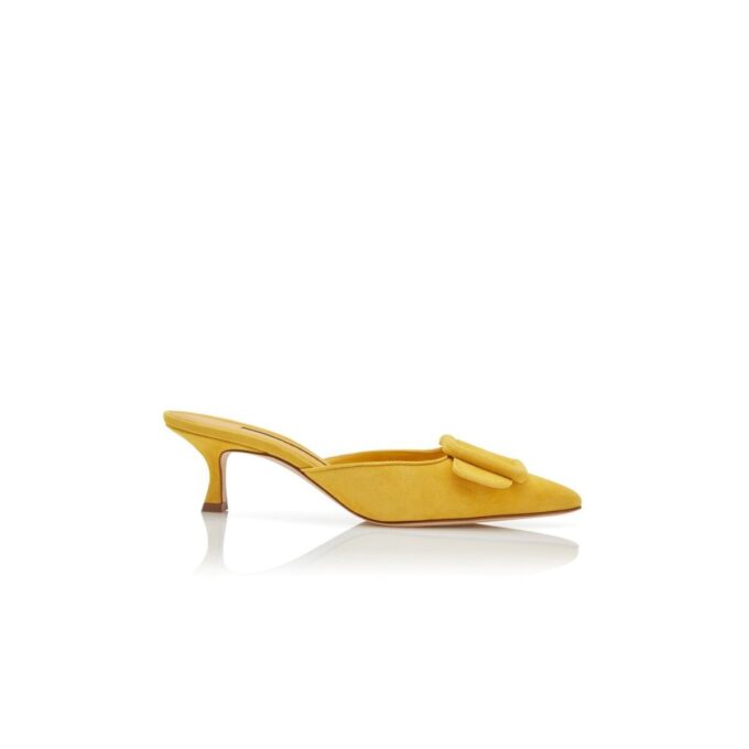 Maysale Sabot in camoscio giallo con fibbia