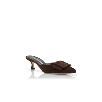 Maysale Sabot in camoscio marrone con fibbia