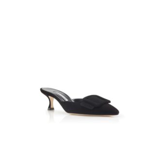 Maysale Sabot in camoscio nero con tacco basso