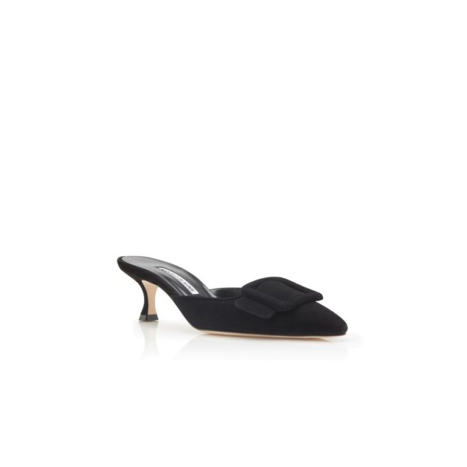 Maysale Sabot in camoscio nero con tacco basso Maysale Sabot in camoscio nero con tacco basso