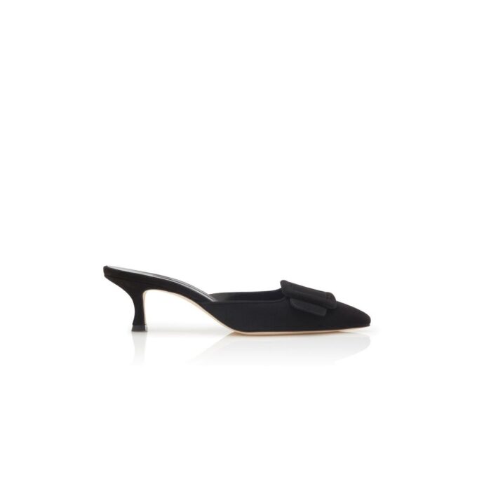 Maysale Sabot in camoscio nero con tacco basso Maysale Sabot in camoscio nero con tacco basso