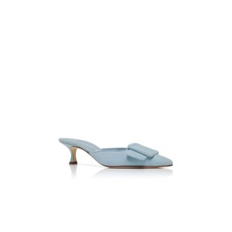 Maysale Sabot in pelle scamosciata azzurra con fibbia